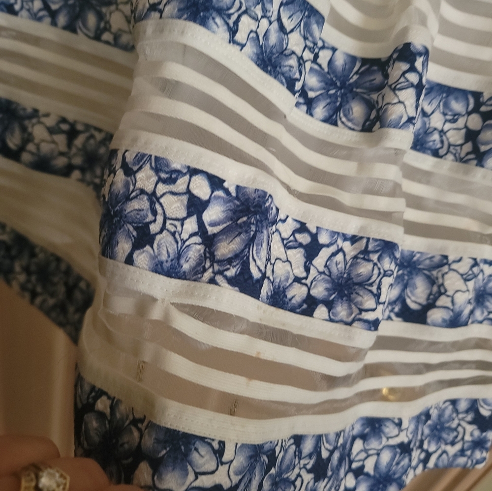 Misses sz L Francesca Dina Be White and Blue Gorgeous Skirt - Picture 5 of 8